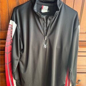 Spyder Men's Black and Red Quarter Zip Top